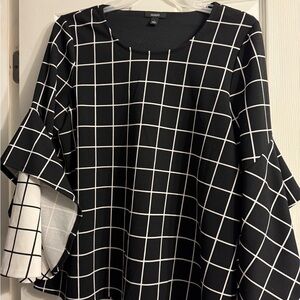 Alfani Black and White Checkered Blouse